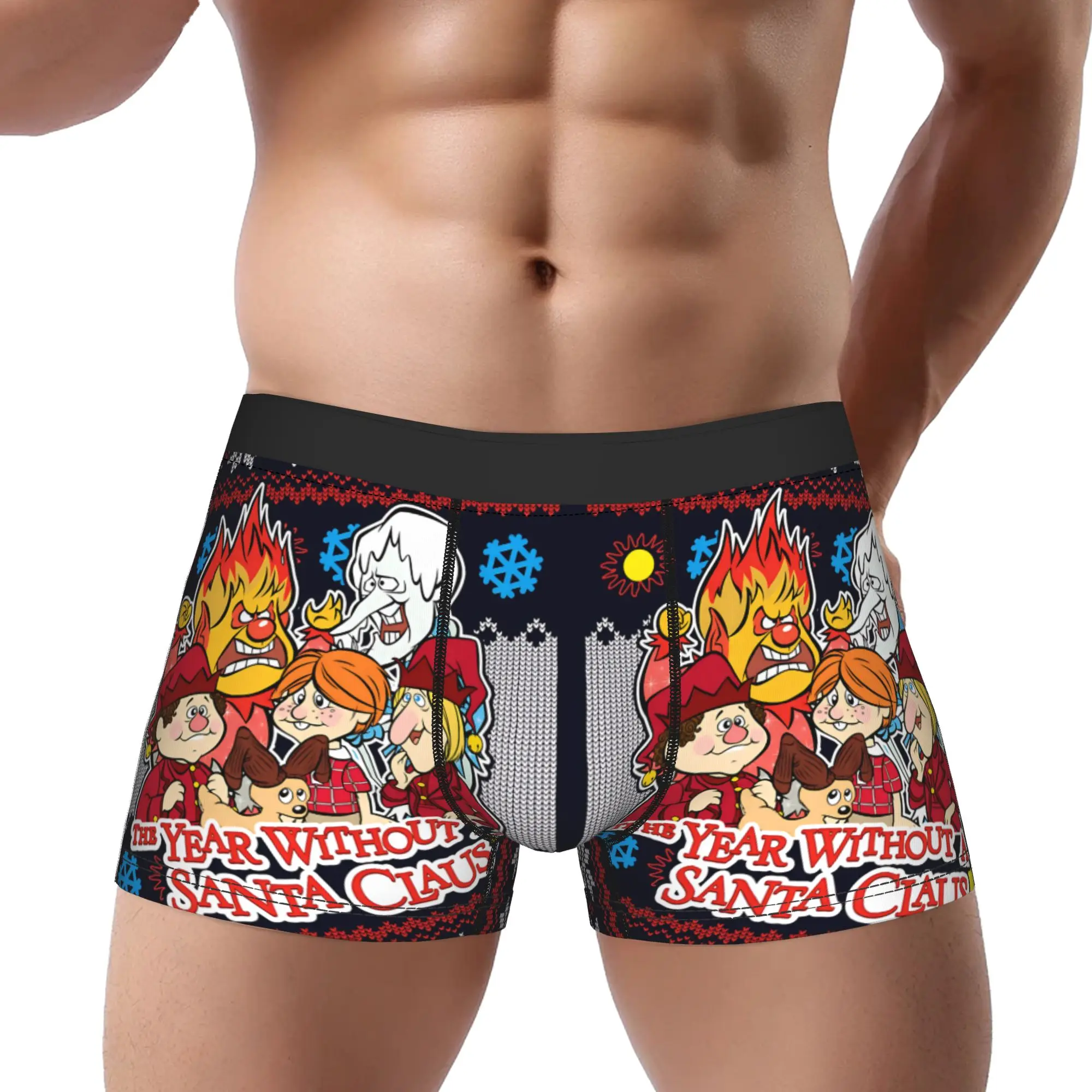 1piece M-Miser Brothers Ugly Christmas Sweater Style Underpants Breathbale Panties Man Underwear Print Shorts