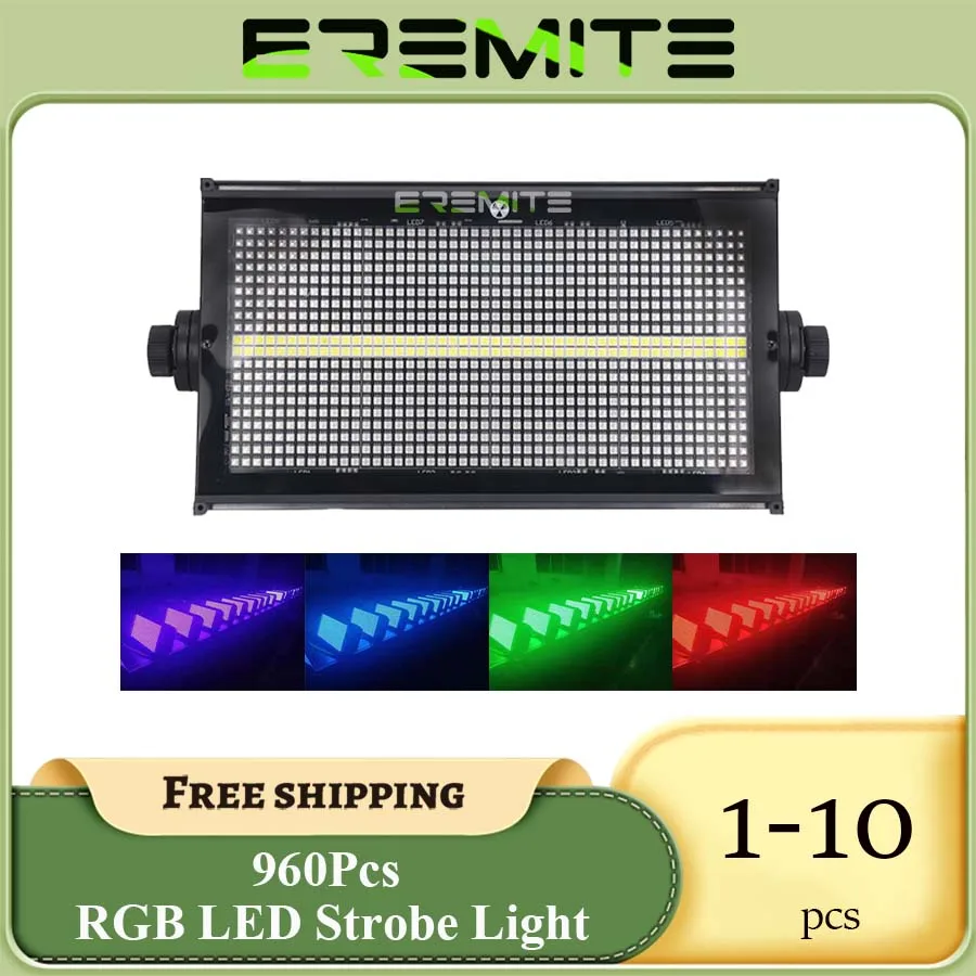 No Tax 1-10Pcs 8+8 Segment 960pcs RGB DMX 512 Flash LED Strobe Wash Light For Club Party Bar DJ Disco Club Background DJ Disco