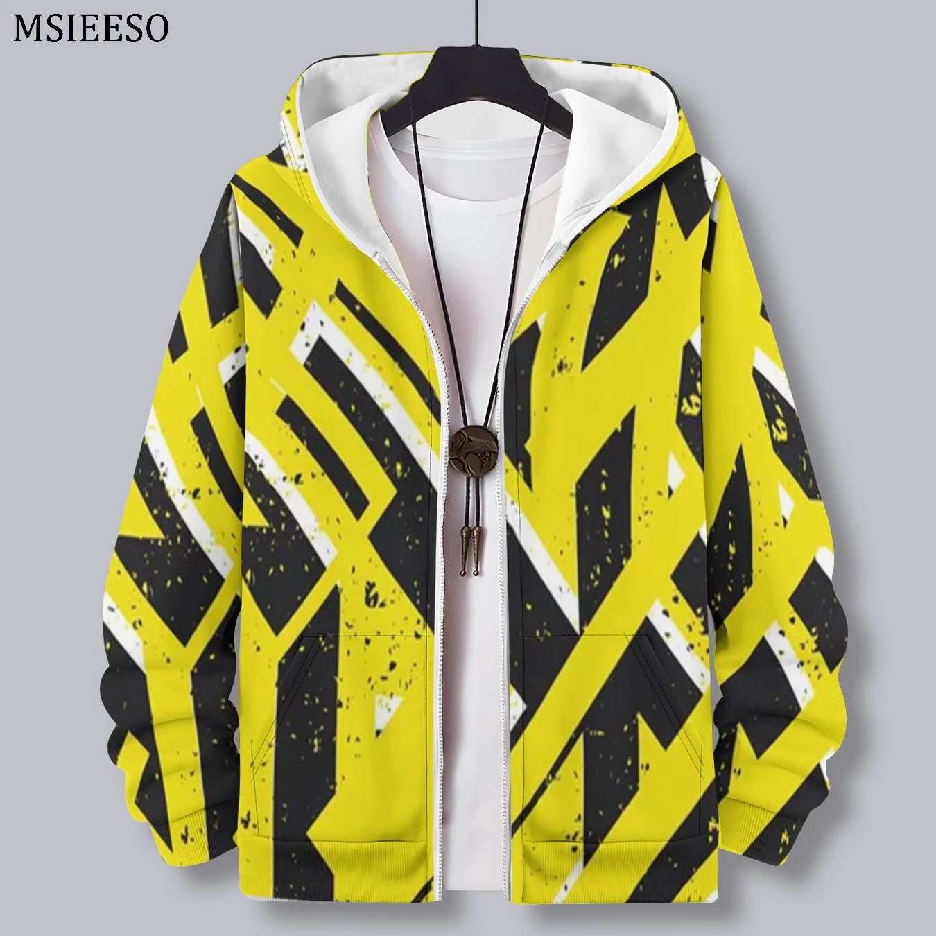 

MSIEESO Men Zipper Hoodie Geometric Figure 3D Printed Zip-Hoodie Casual Male Hooded Sweatshirt Women Pullover Zipper Coat