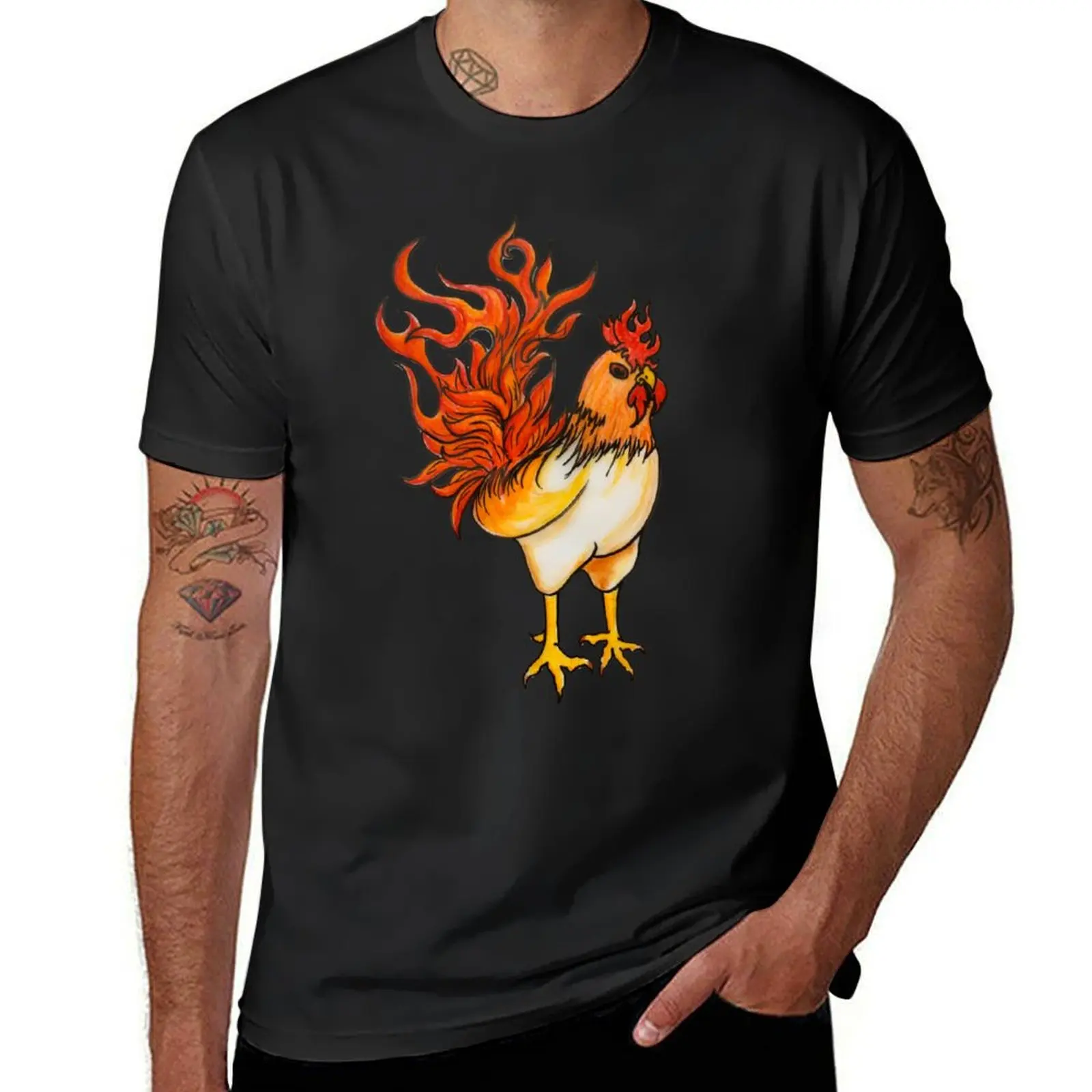 

Year of the Fire Rooster (without words) T-Shirt oversized t shirt tops anime clothes black t shirts for men