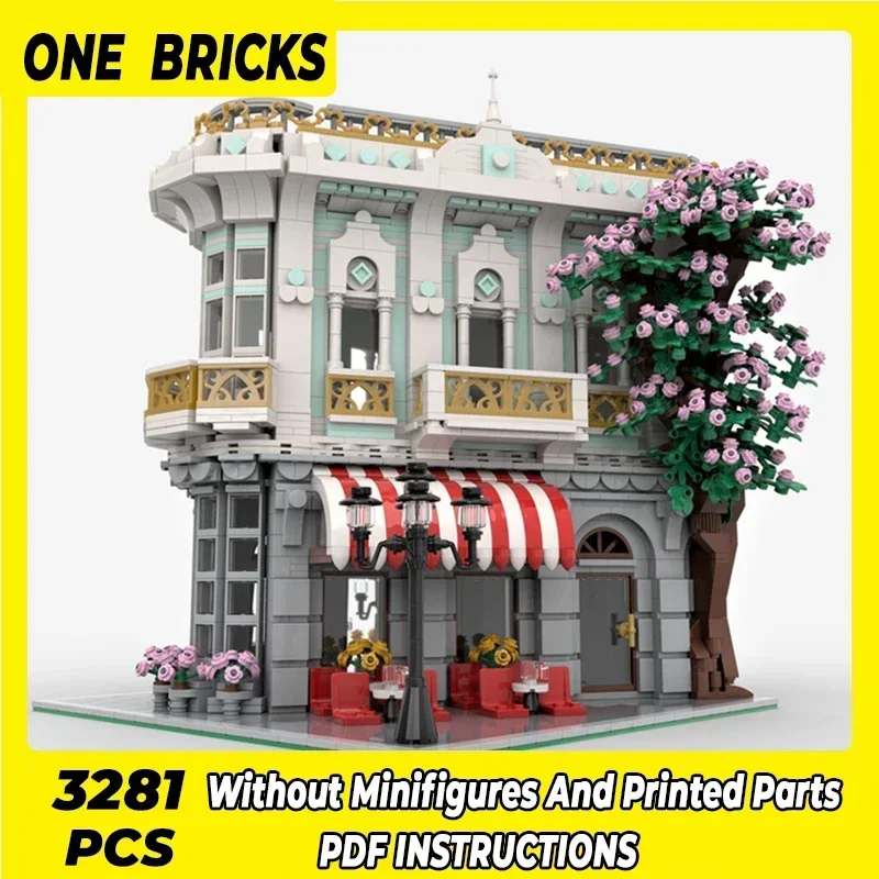 Moc blocos de construção modular vista rua igrejas tijolos técnicos diy montagem brinquedos construção para crianças presentes do feriado