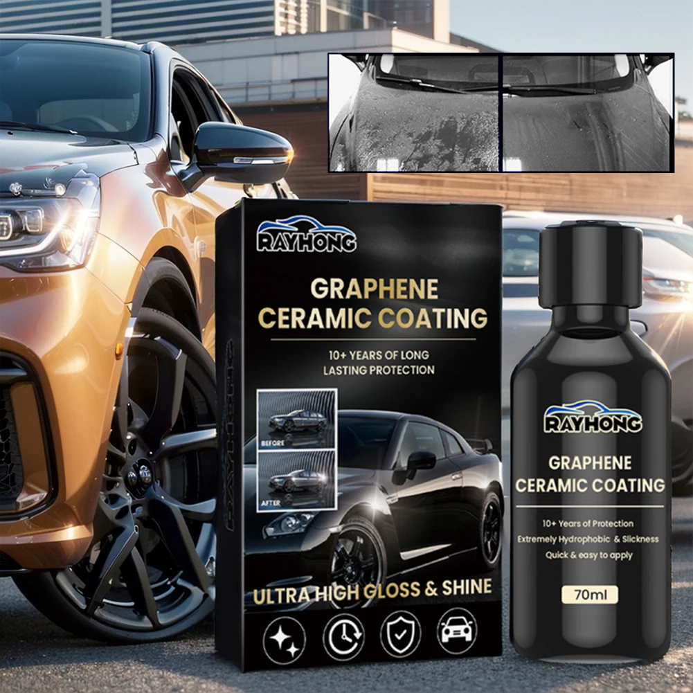 Revestimento cerâmico impermeável para detalhamento do carro, tecnologia avançada, revestimento cerâmico nano, polonês chapeado vidro de grafeno, 70ml