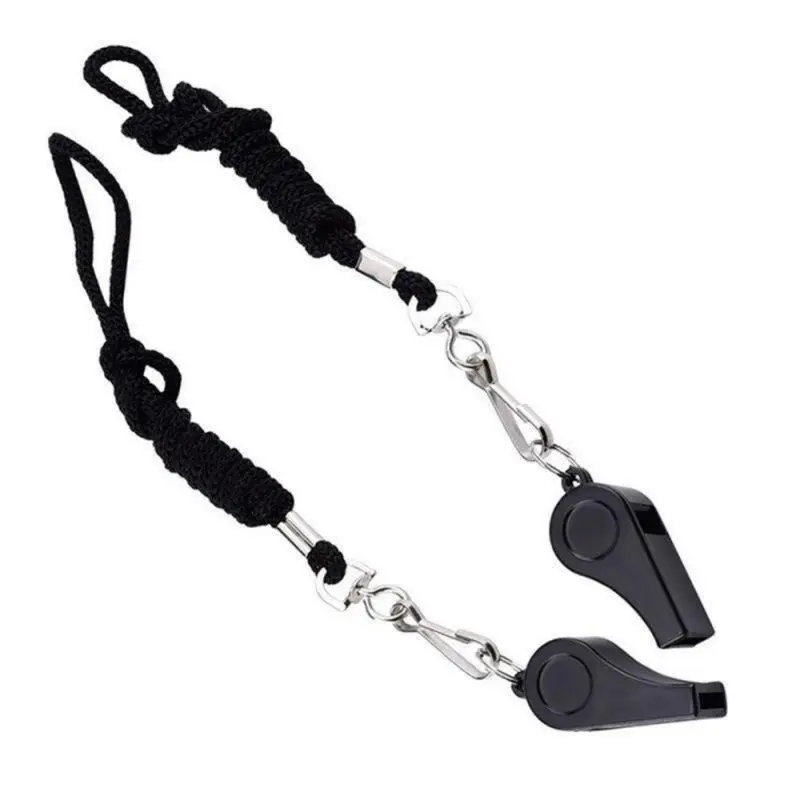 

Professional Whistle Black ABS Outdoor Sports Camping Hiking Referee Game Training Survival Whistle With Lanyard