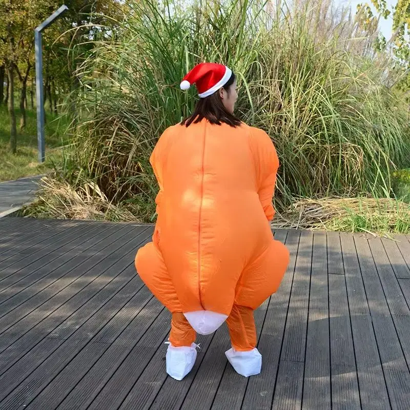 漫画風鼻水七面鳥のインフレータブルコスチューム、ホリデーパーティー、感謝祭、クリスマスをテーマにした大人用インフレータブル七面鳥コスチューム