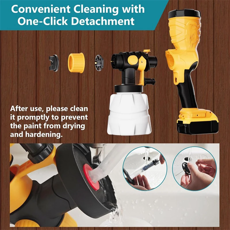 Paint Sprayer High Speed For Dewalt 18V DCB203, DCB204, DCB206 Battery Spray Paint Gun for Furniture Cabinets Fence Walls
