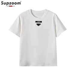 Supzoom 2024 New Arrival Top Fashion Summer High Street Label Neutral O-neck Casual Heavy Texture Cotton Ins Loose Men T shirt