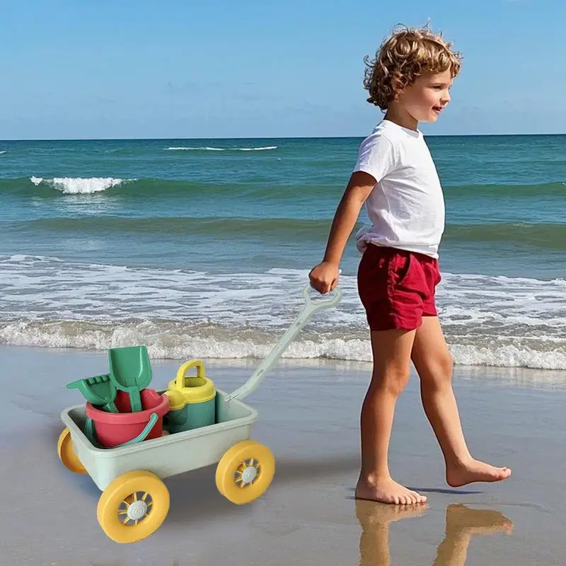 

Beach Bucket And Shovel Set 8 Pieces Early Learning Play Sand Kit With Trolley Fun Outdoor Playset For Seaside Beach Outside