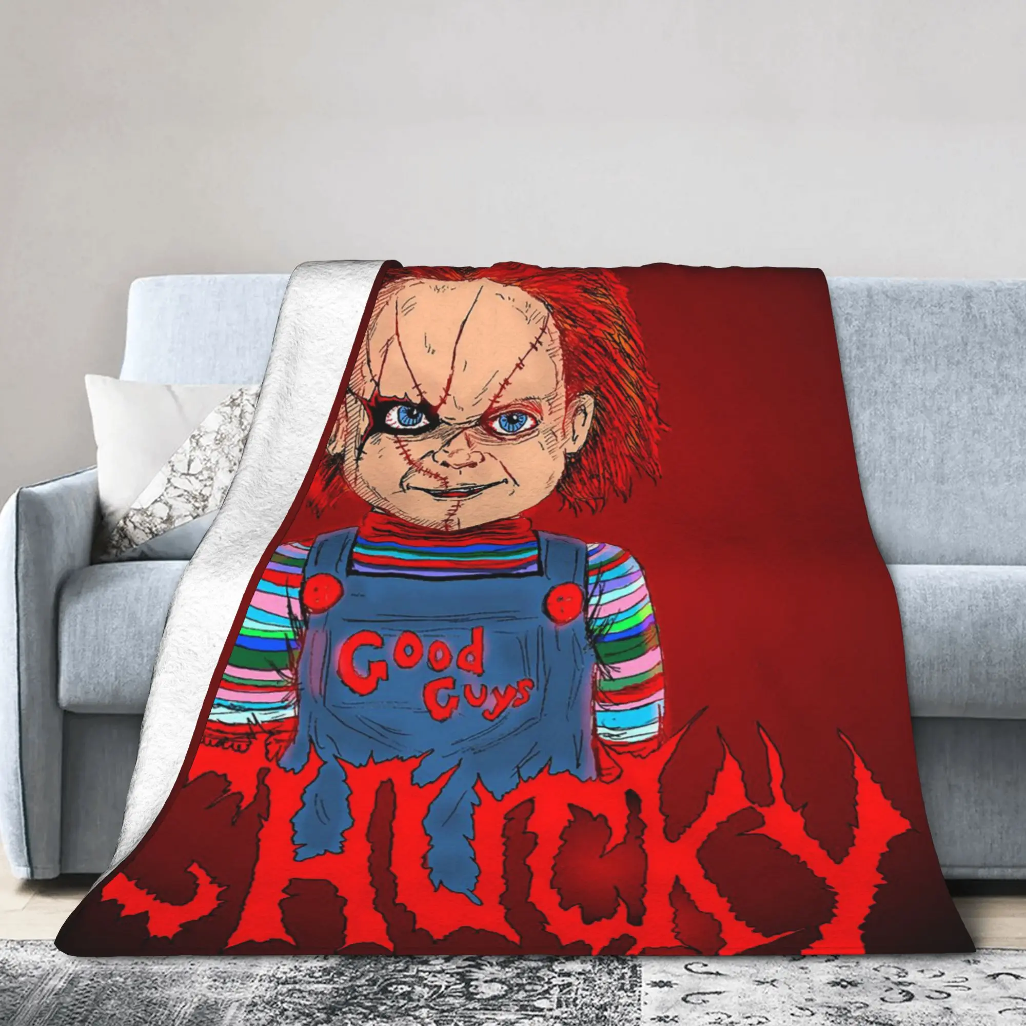 Halloween Movie Horror Chuckys Coral Fleece Plush Throw Blanket Child's Play Blanket for Home Bedroom Super Soft Bedspread,