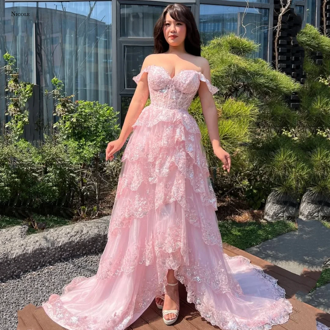 

Nicole Custom Made Evening Dresses D/party Candle Line A Luxury Prom Dress 2025 Ball Gowns Layered Formula Robe Soiree Woman