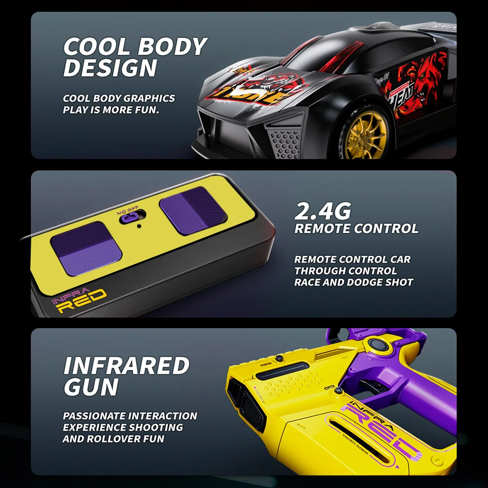 9IMOD RC 레이싱카 4채널 3IN1 2.4G IR 슈팅 롤오버 4포인트 블러드 바 스턴트 슈팅 거리 7M RC 거리 30M 드리프트카