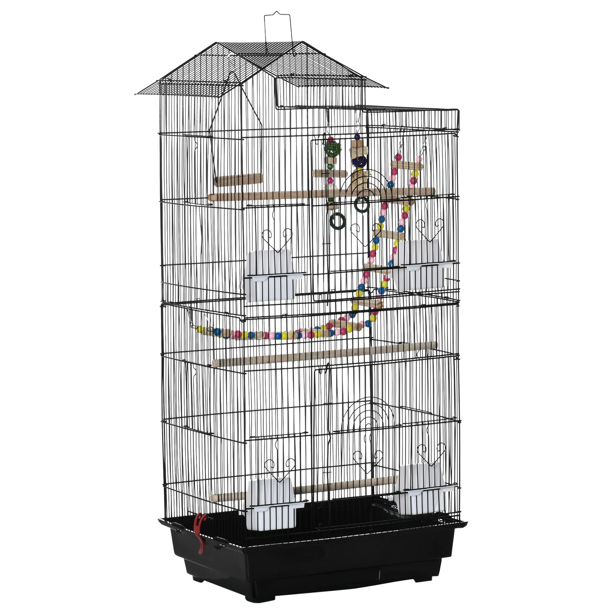 Pawhut Vogelkooi met meerdere deuren 4 voeders Schommel 46X36X100Cm