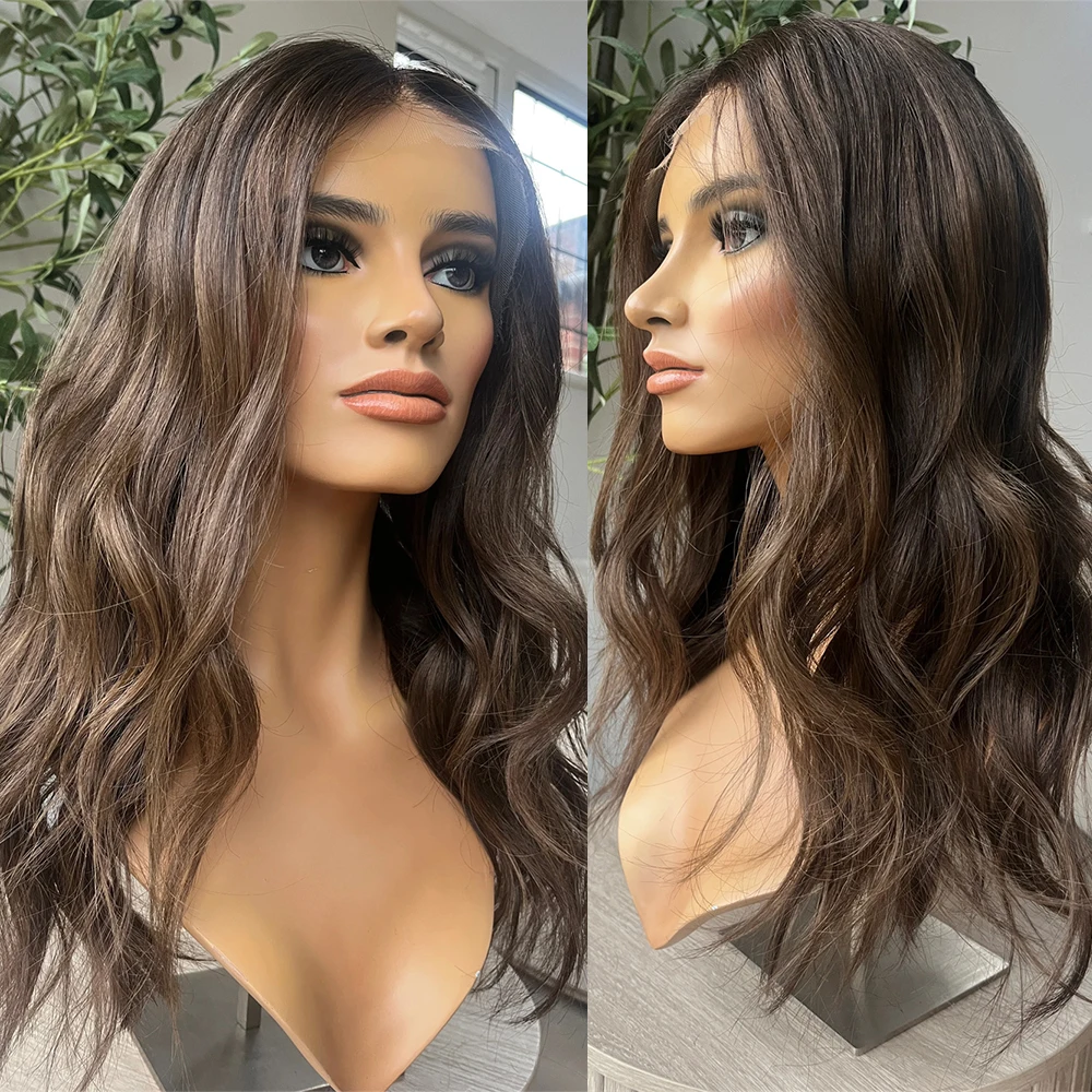 

Шоколадно-коричневый синтетический парик с волнистыми локонами и кружевной передней частью 13x4, термостойкий, из брюнетт-волокна, для женщин, для повседневного использования и готовности к выходу.