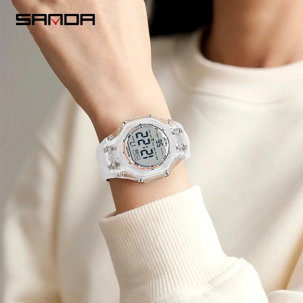 Moda SANDA última novedad 6289 pantalla electrónica para estudiantes Esfera Grande impermeable LED reloj electrónico para estudiantes despertador 2025