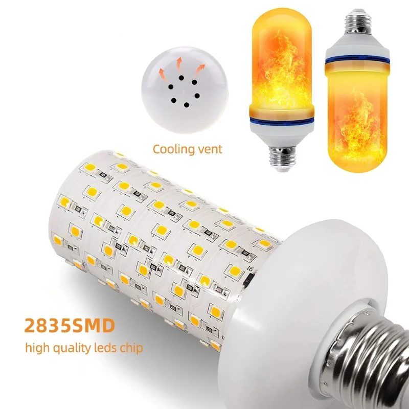 E27 Flame Bulb LED Dynamic Flame Effect Fire Light Bulbs Corn Bulb Creative Flickering Emulation Decor LED Lamp Lighting Lamp