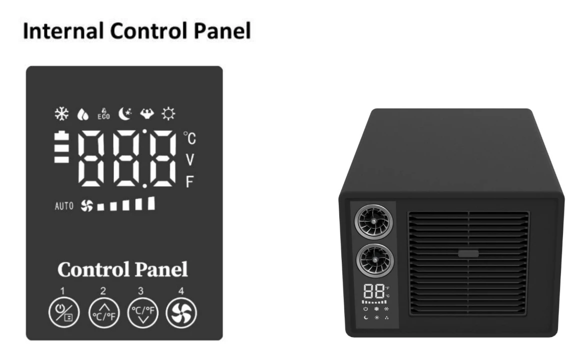 مكيف هواء سيارة صغير محمول 12 فولت/24 فولت حالت جديد للمنزل المتنقل البحري RV تحت مقاعد البدلاء بطابقين 48 فولت مكيفات الهواء بطابقين #2
