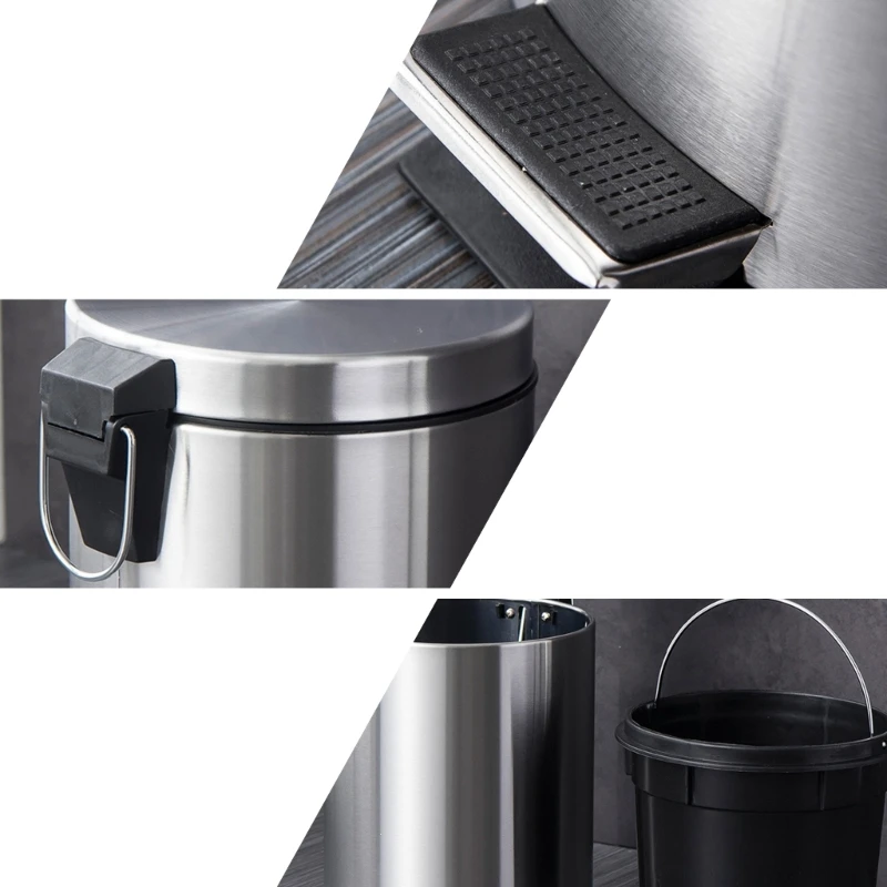 Y1UB Small Trash Bin with Quiet Closing Lid Space Saving Trash Can Rubbish Bin for Bathrooms and Bedrooms