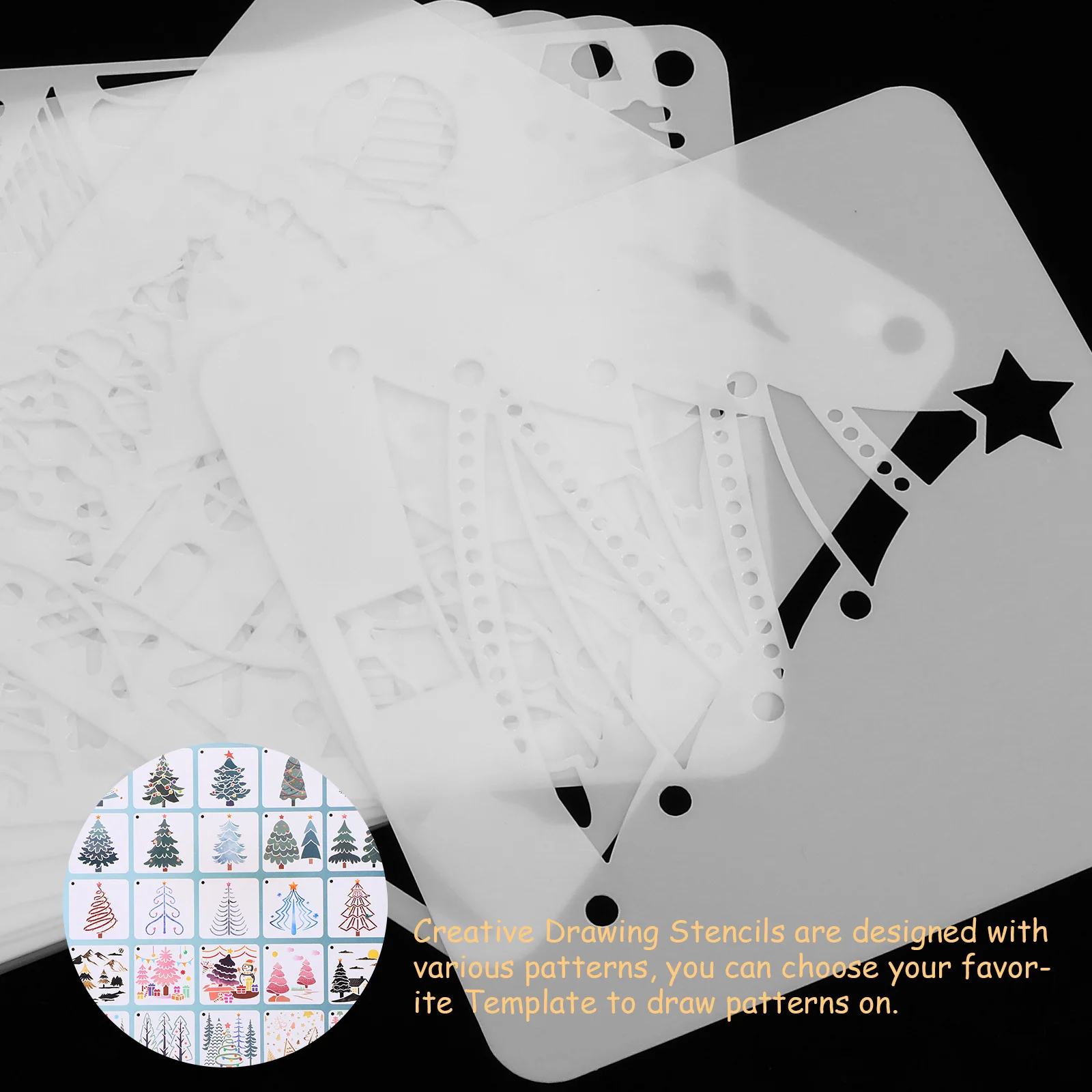 25pcs Christmas Tree Painting Template Reusable Pet Stencils For Diy Wood Wall Card Craft Art Supplies Decorative Stencils