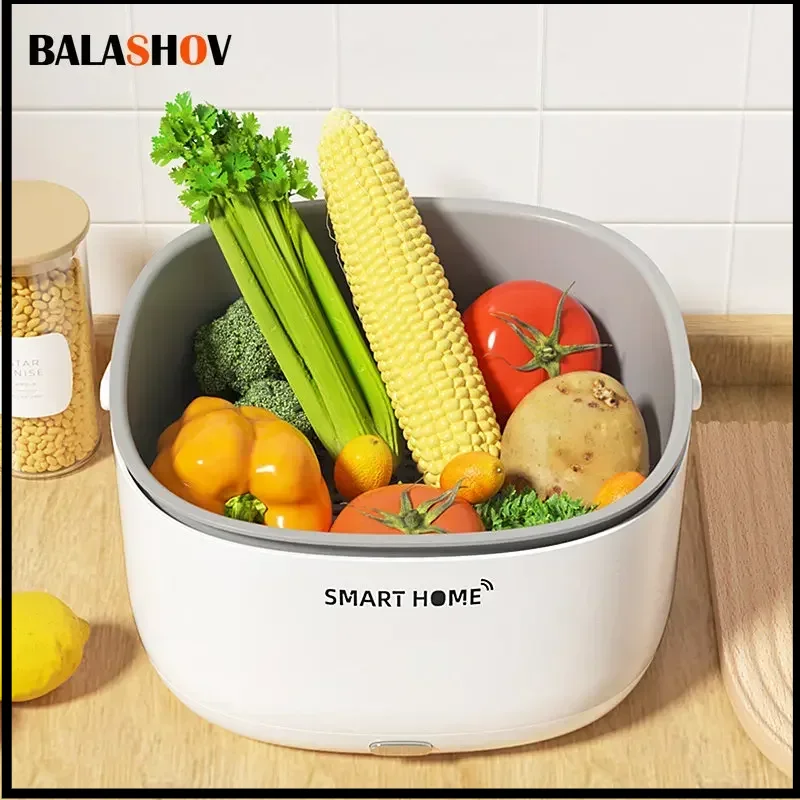 4L Electric Vegetable And Fruit Washing Machine Food Ultrasonic Washing Bucket Large Capacity Food Grains Purifie Home-appliance