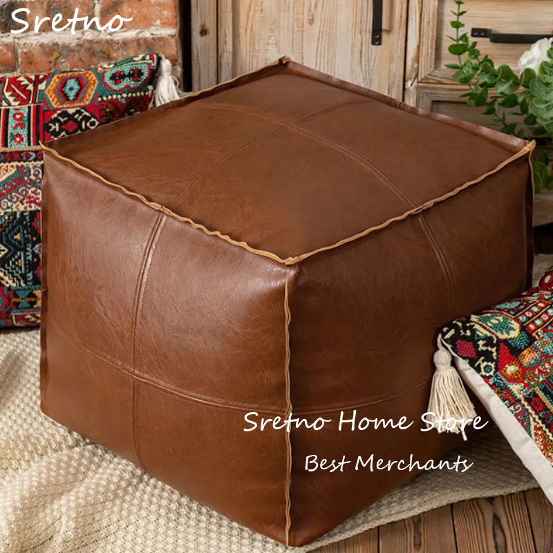 

Nordic Style Moroccan Cushions Cover PU Leather Wax Leather Modern Futon Balcony Tatami Cushion Cover Fillable Clothing 2025 New