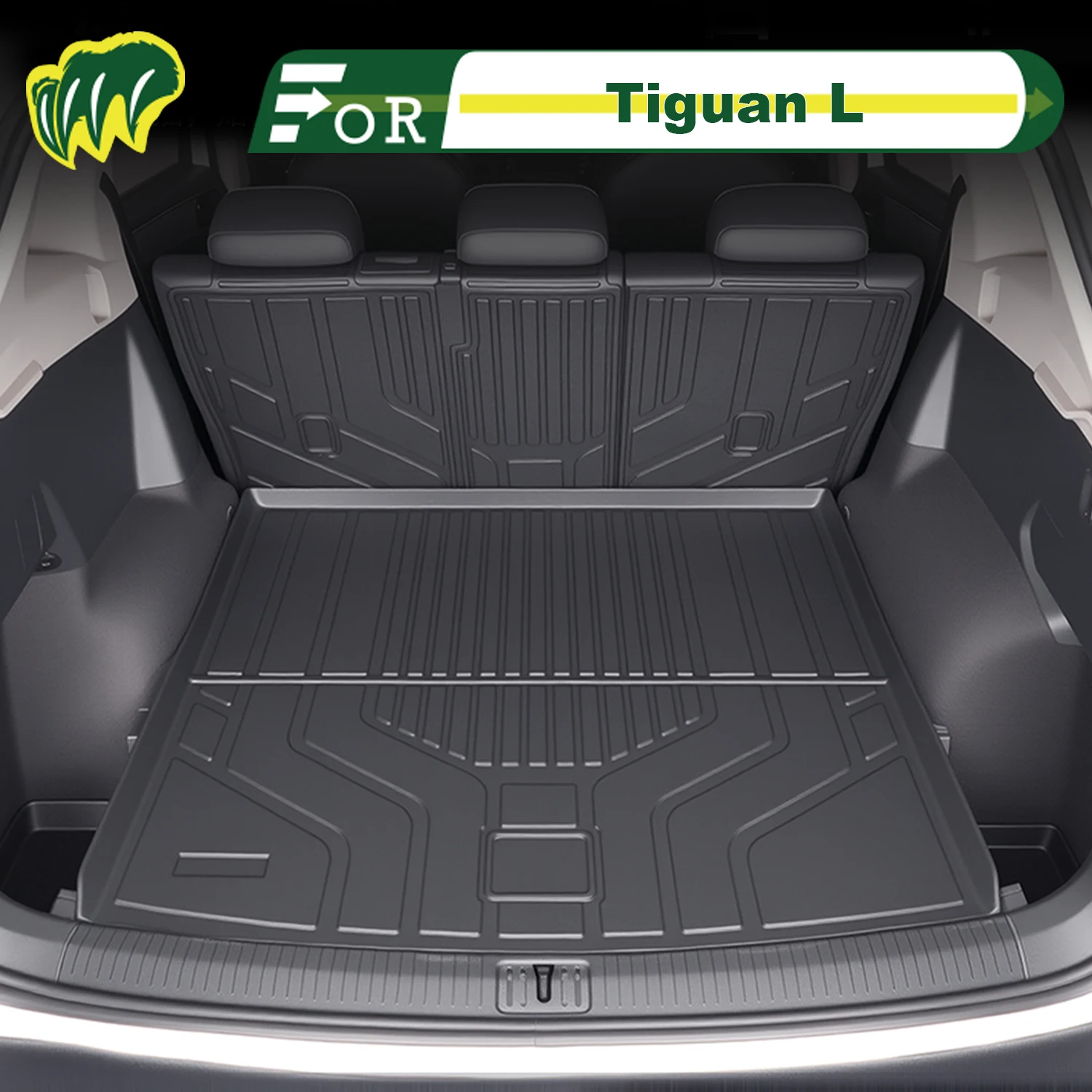 

For VW Tiguan L 2017-2025 TPE Custom Fit Car Trunk Mat All Season Cargo Mat 3D Shaped Trunk Liner Chair-back Protection Mat
