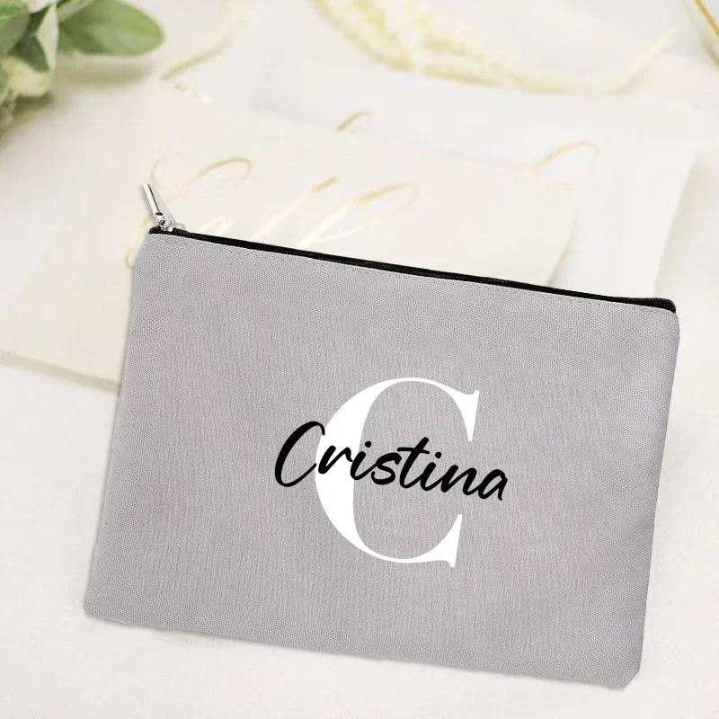 Custom Name Letter Makeup Bag Wedding Handbag Lover Party Gifts Canvas Travel Cosmetic Organizer Office Storage Pencil Case