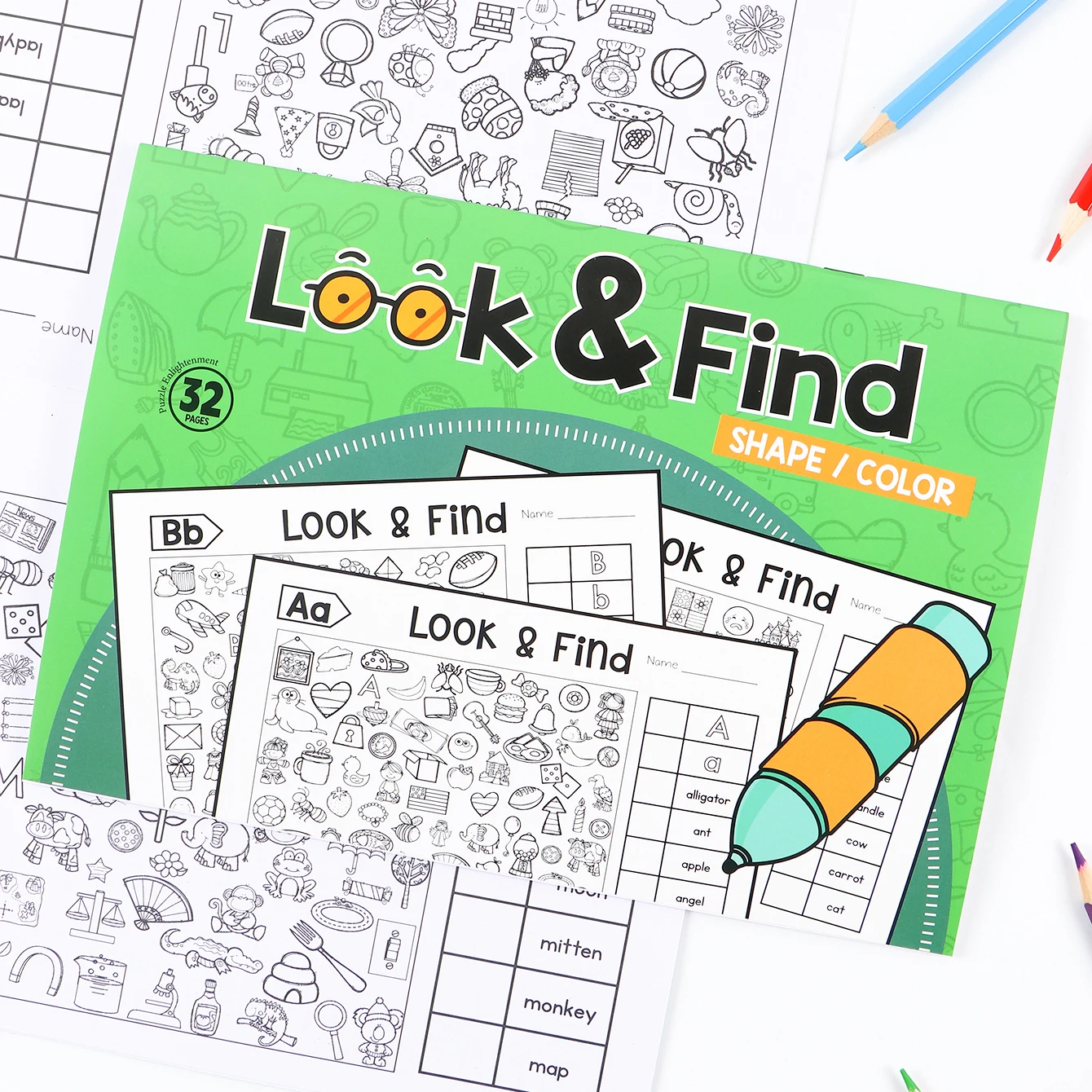 

Развивающая книжка-раскраска для дошкольников: Найди и покажи (32 страницы) — для развития внимания, концентрации и наблюдательности.