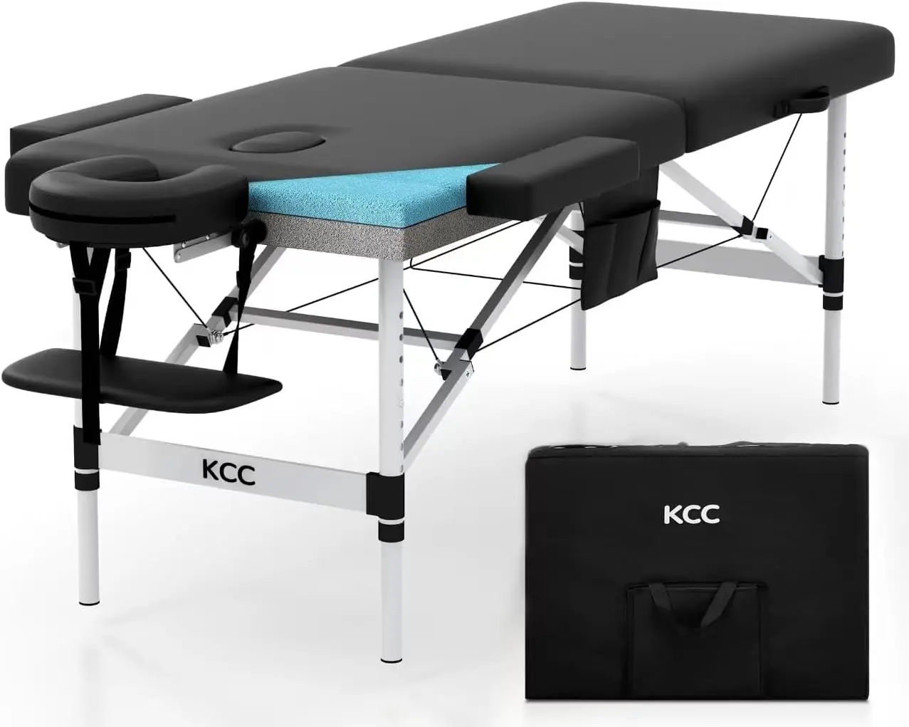 Memory Foam Massage Table Premium Portable Foldable Massage Bed Height Adjustable, 84 Inches Long 28 Inchs Wide Home Salon