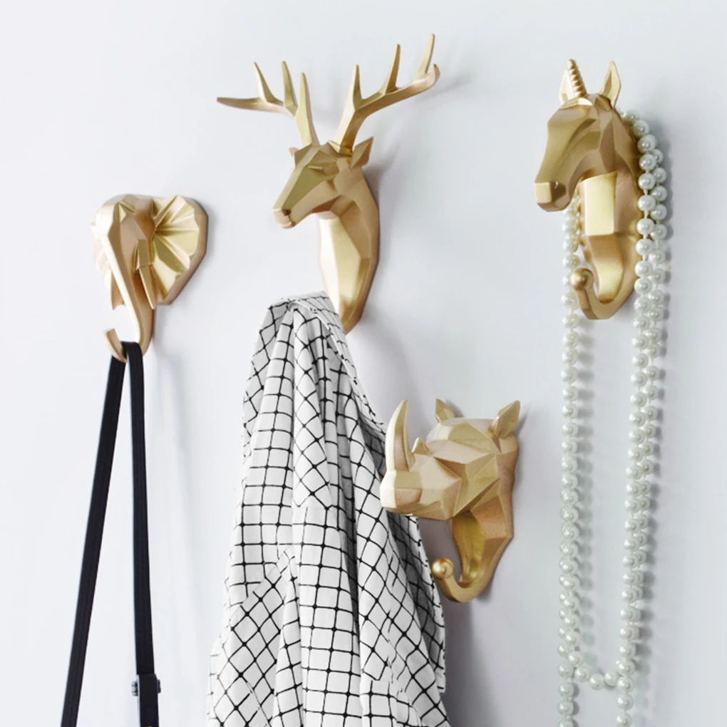 

Stylish Resin Elephant Head Hook Functional And Decorative Animal Head Coat Hook Coat Hooks gold(elephant)