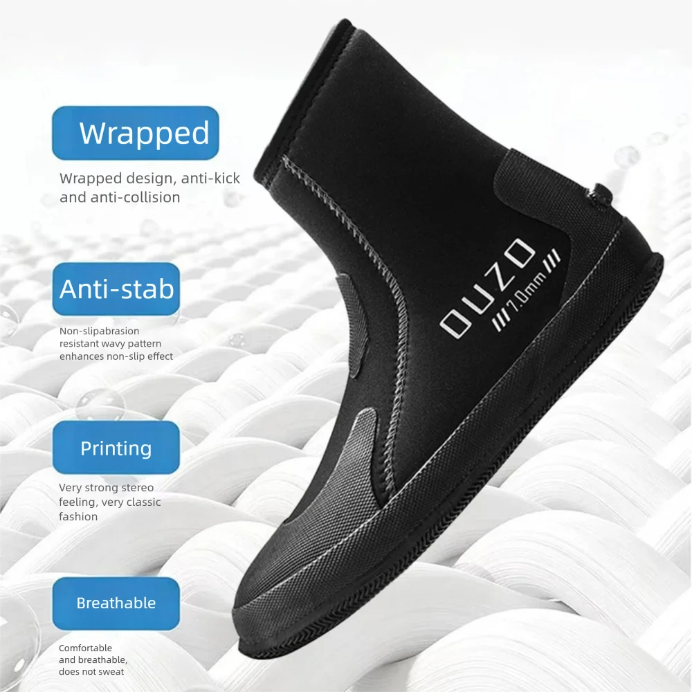 New 7mm Diving Shoes Thick Anti Stab And Wear-resistant Snorkeling Beach Sulfide Upstream Surfing High Top Diving Boots