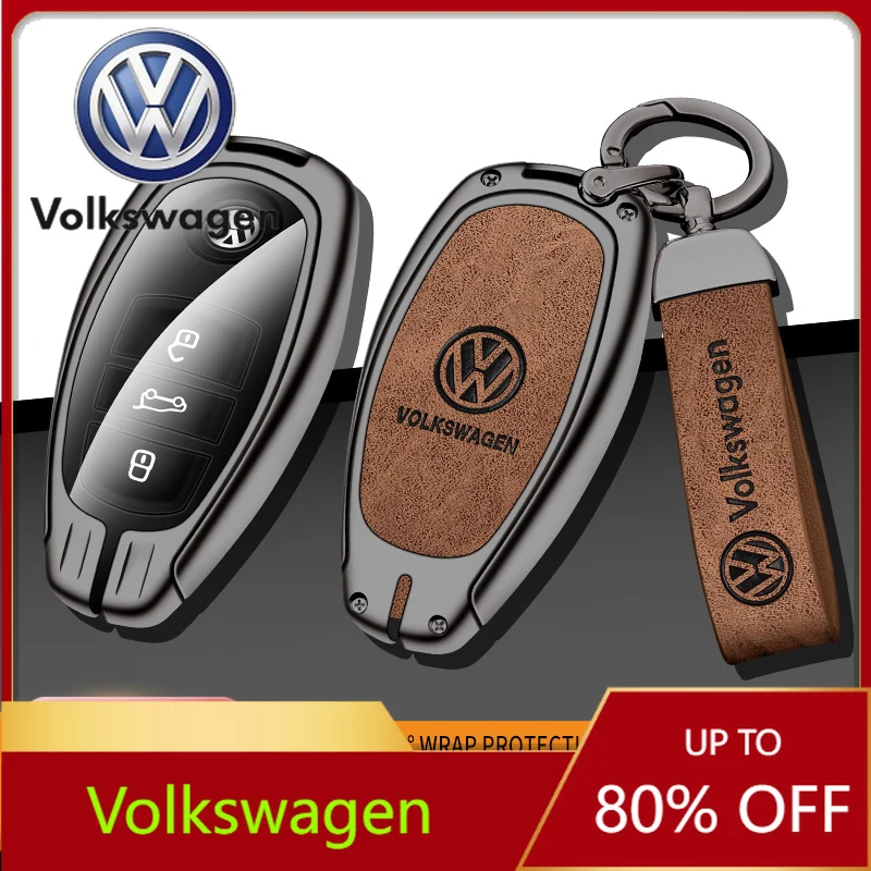 

For VOLKSWAGEN VW Zinc Alloy Leather Car Key Case Cover Protector Shell for Volkswagen VW Golf 6 Mk6 Tiguan Polo Passat CC B6 B7