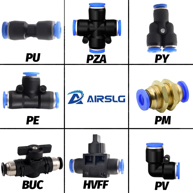 pneumatic fitting pipe connector quick release for hoses PU PE  PY PV SA PM HVFF PK PZA -4mm 6mm 8mm 10mm 12mm Hose connector