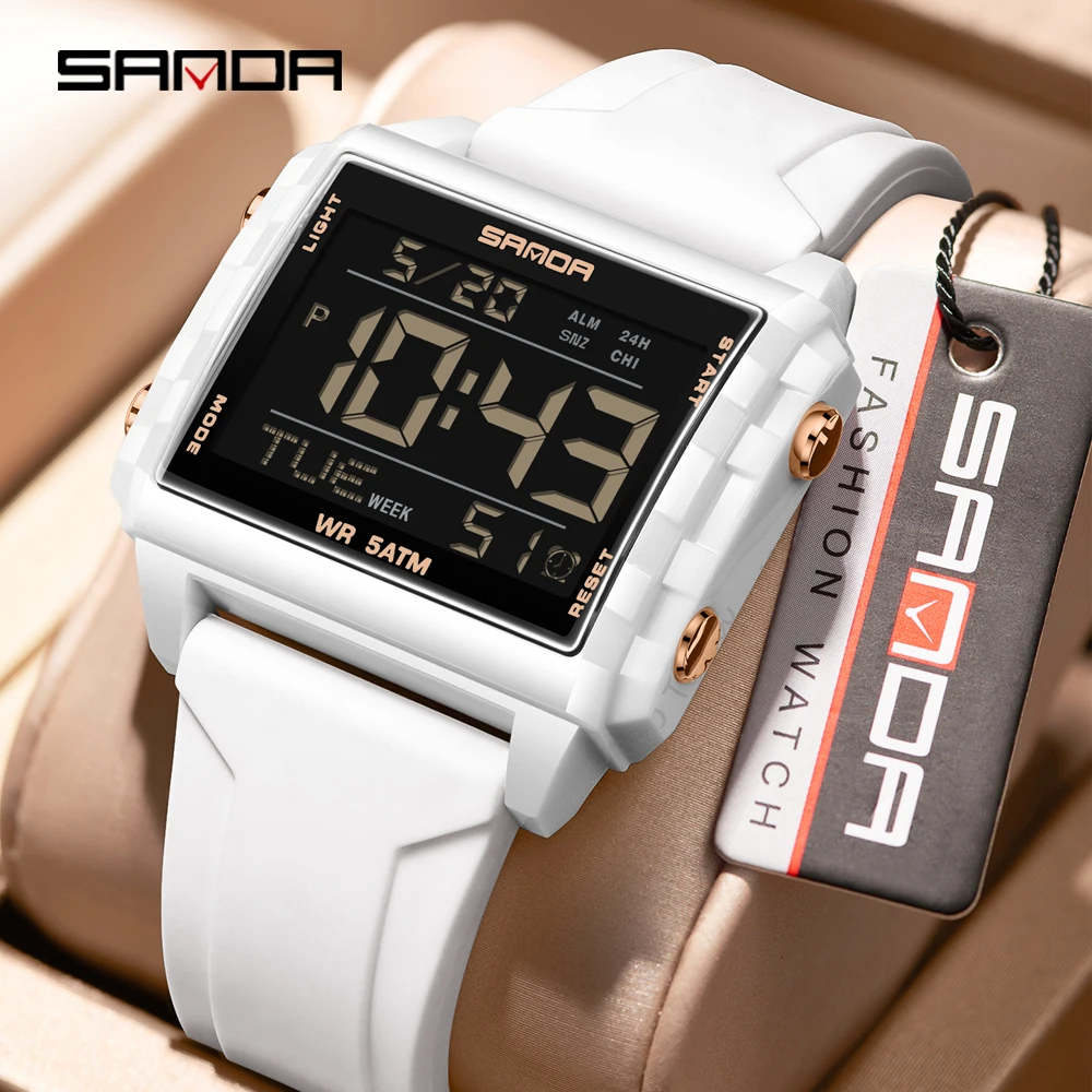 Fashion Mens Woman Digital Watches Waterproof Trend Rectangle Design Sports Watch For Men Women LED Backlight Male Wristwatch