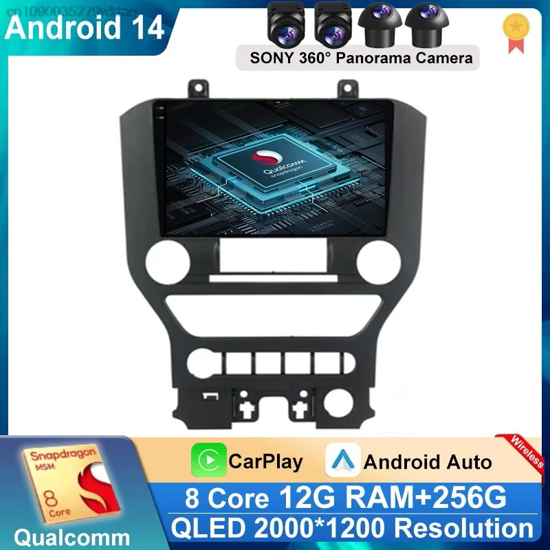 Android 14 9'' Car Radio For Ford Mustang 6 VI S550 2014 - 2021 Auto Carplay Multimedia Vedio player Navigation GPS 4G WIFI GPS