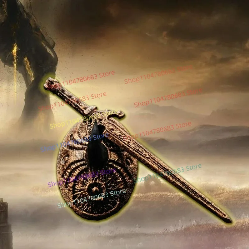 Minifigure Accessories Golden Shield & Long Sword, Building Block Assembly Model Ornament, Anime Cartoon Toy, Holiday Gift