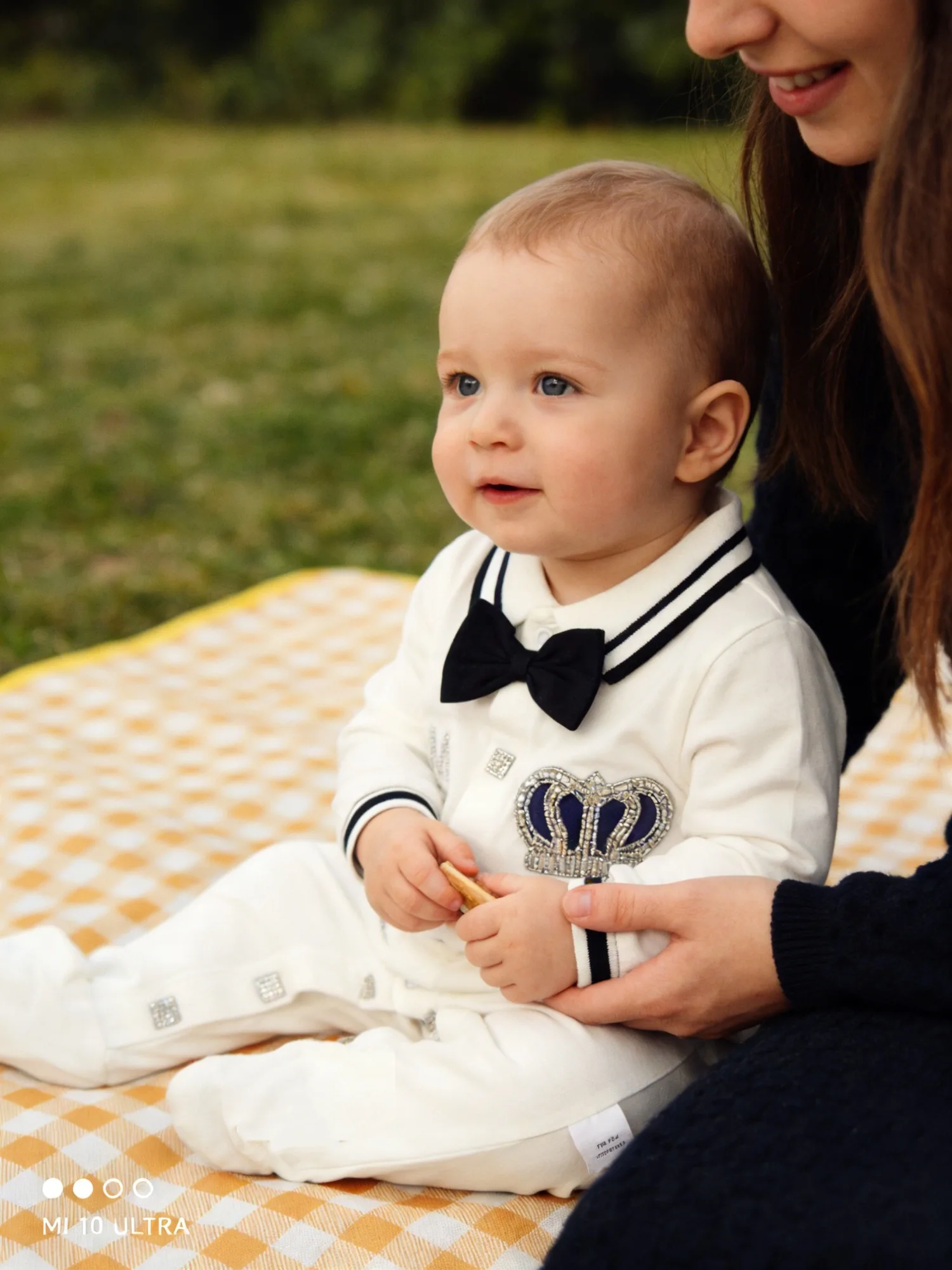 Traje de corona blanca azul marino para bebé, chaleco de punto, gorro de mono con corona de diamantes de imitación y pajarita, formal para bautismo, baby shower