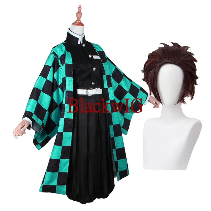 High Quality Anime Demon Slayer Cosplay Tanjirou Costume Wig Cosplay For Men Women Girl Halloween Party Uniform