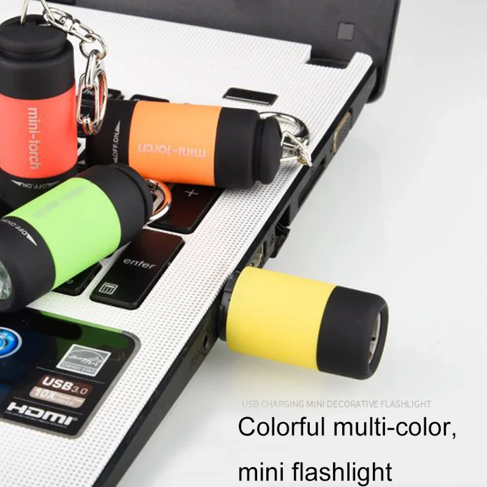 Mini Flashlight USB Rechargeable LED Multifunctional Strong light Pocket Keychain  Flashlight Waterproof Outdoor Hiking Camping
