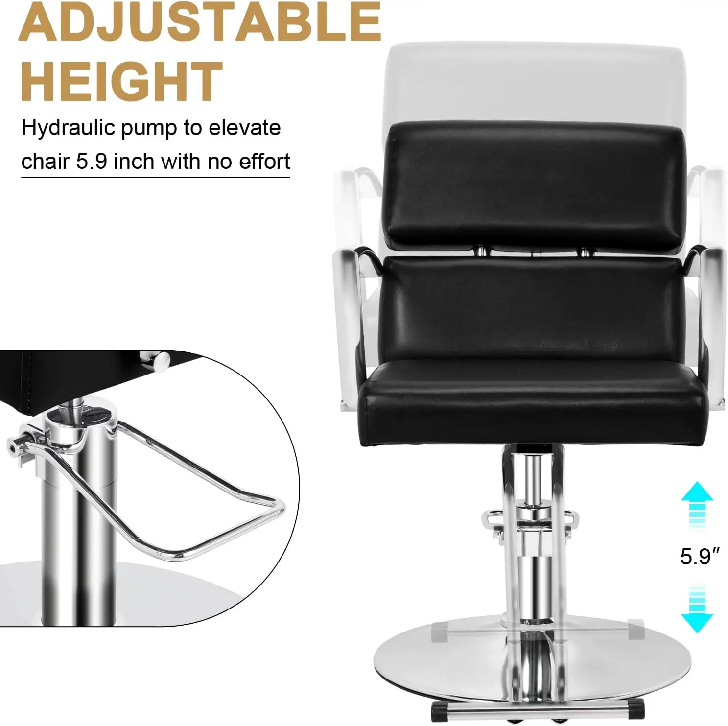 Chaise de barbier pour styliste, chaise de coiffeur résistante à 360, avec pompe hydraulique pour couper les cheveux