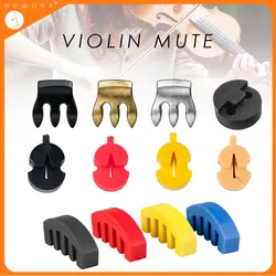 Bowork violino mudo de metal/borracha violino prática mudo redondo estilo tourte mudo/pata/cabaça ultra prática silenciador para violino