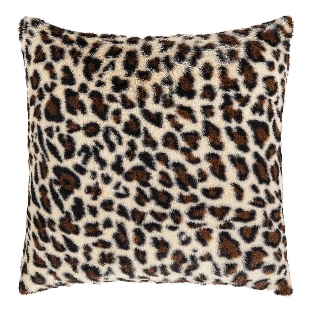 Classic Leopard Print Throw Pillow Cover Double Side Zipper Closure Cushion Cover 45x45 Size Shaggy Pillow Case Bed Decor