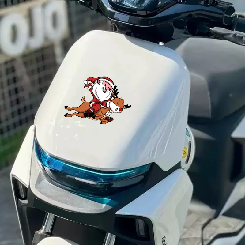 Santa's Reindeer-Themed Car Stickers - Waterproof Rear Windshield & Body Decals Motorcycle Decorative Accessories