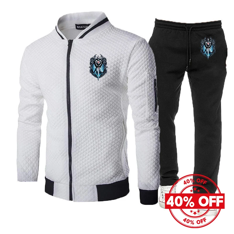 

2025 Spring And Autumn Man's Knights Templar Pattern Logo Print Round Neck Popular Zipper Versatile Hoodies+Long Pants Suits