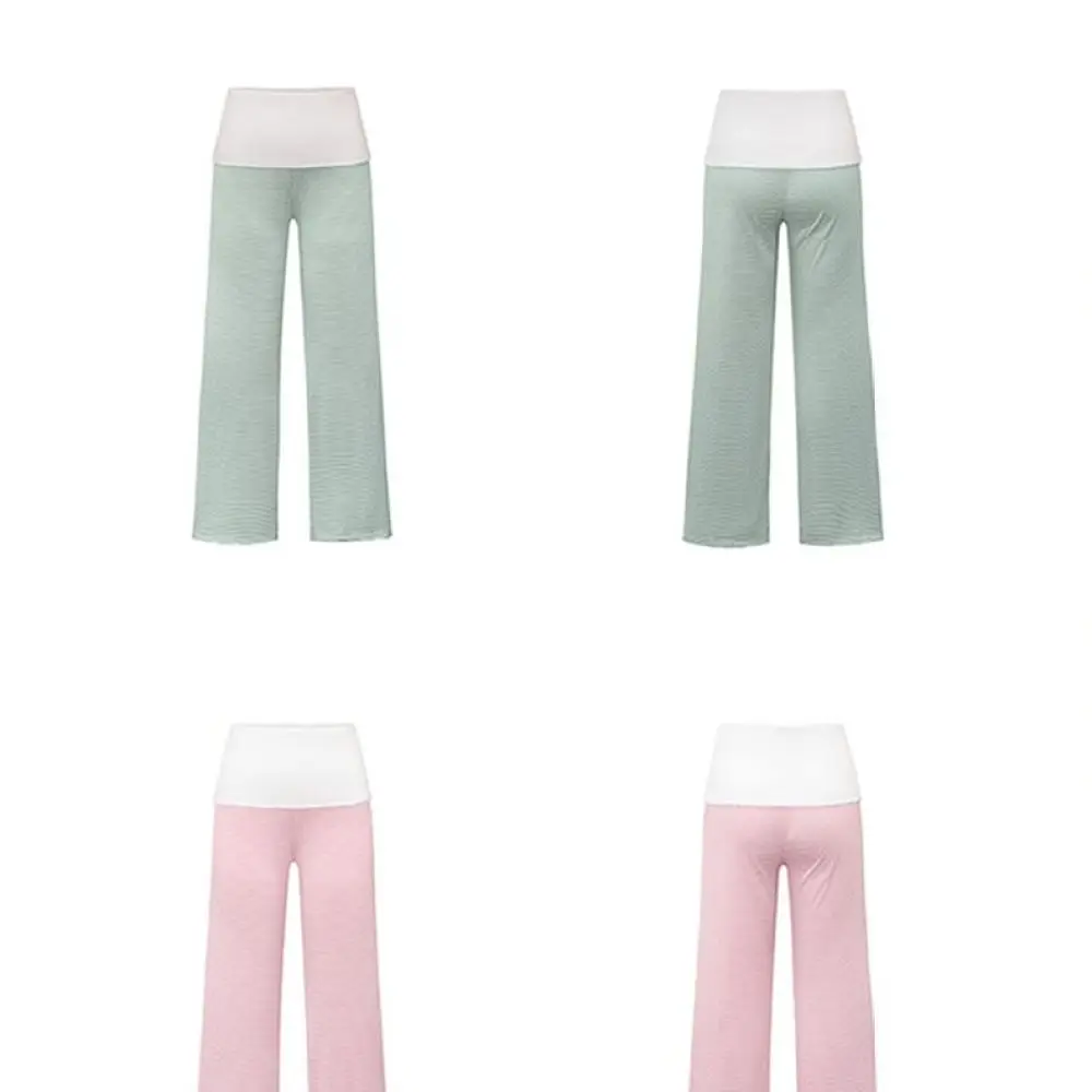 Women Summer Resort Style Striped Trousers Casual Loose Straight Pants Comfortable Soft Fabric Autumn Winter Fashion Bottoms