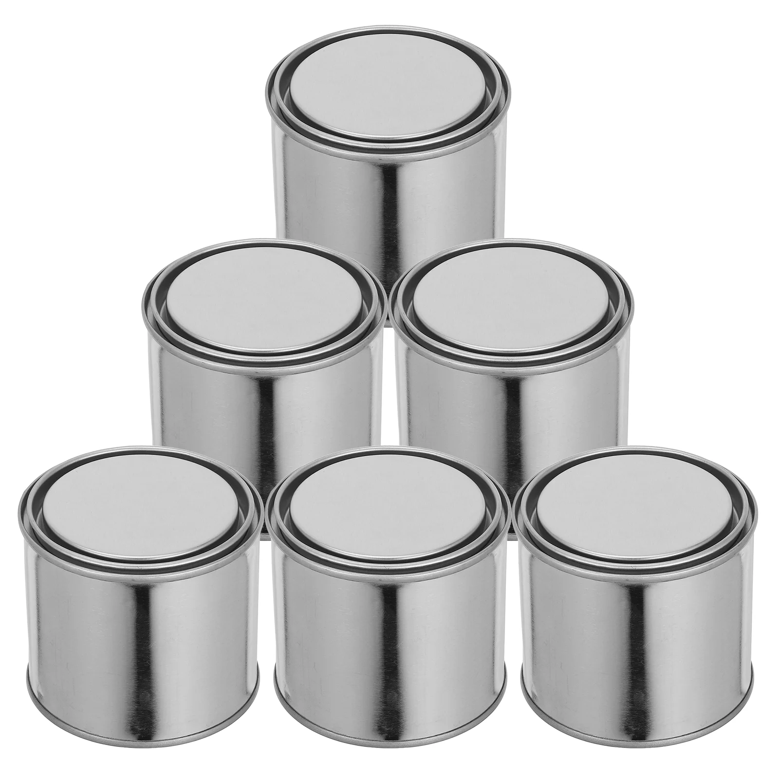 6 Pcs Paint Tin Cans Touch up for Cars Metal Barrel Ink Container Travel Round Tins