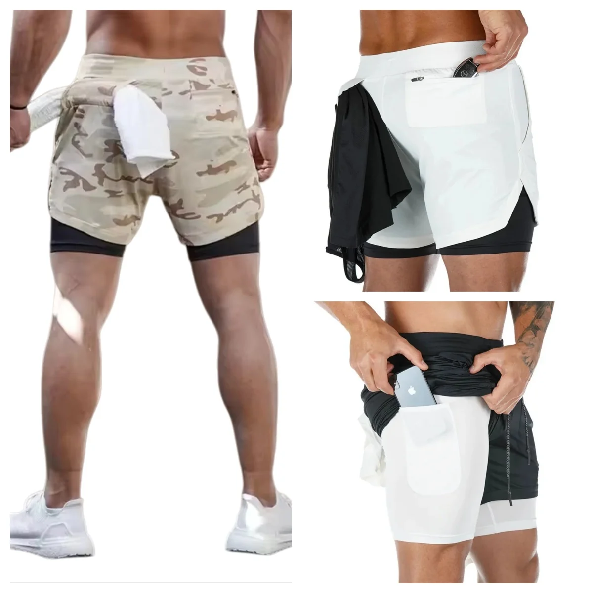2025 الصيف تشغيل السراويل الرجال 2 في 1 الرياضة الركض سراويل اللياقة البدنية التدريب سريعة الجافة رجل رياضة الرجال السراويل الرياضة الصالة الرياضية سراويل قصيرة