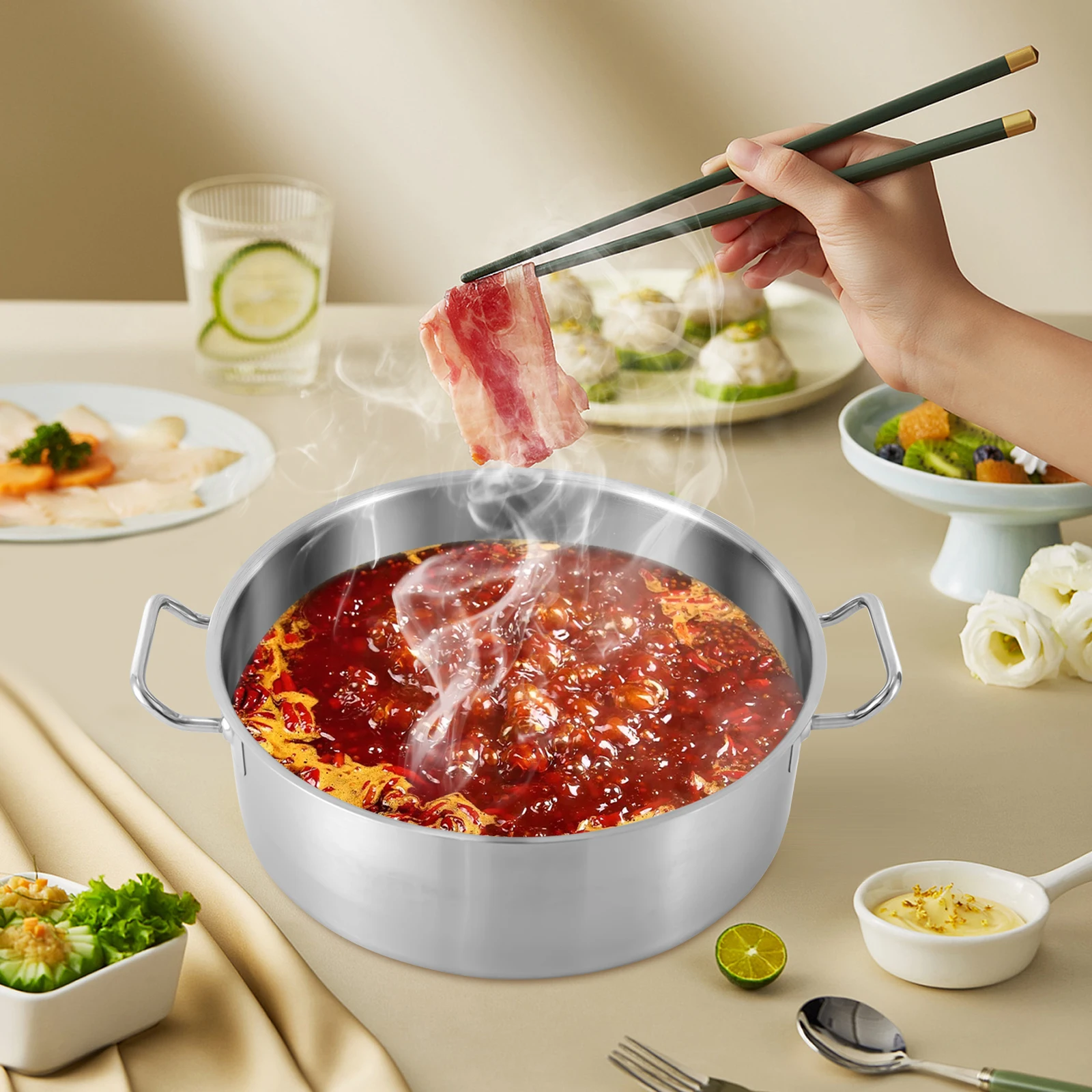 

11-Quart Stainless Steel Stock Pot,Large Capacity Kitchen Soup Pot w/Glass Lid,Suitable for Gas,Glass&Ceramic Stovetops,Electric