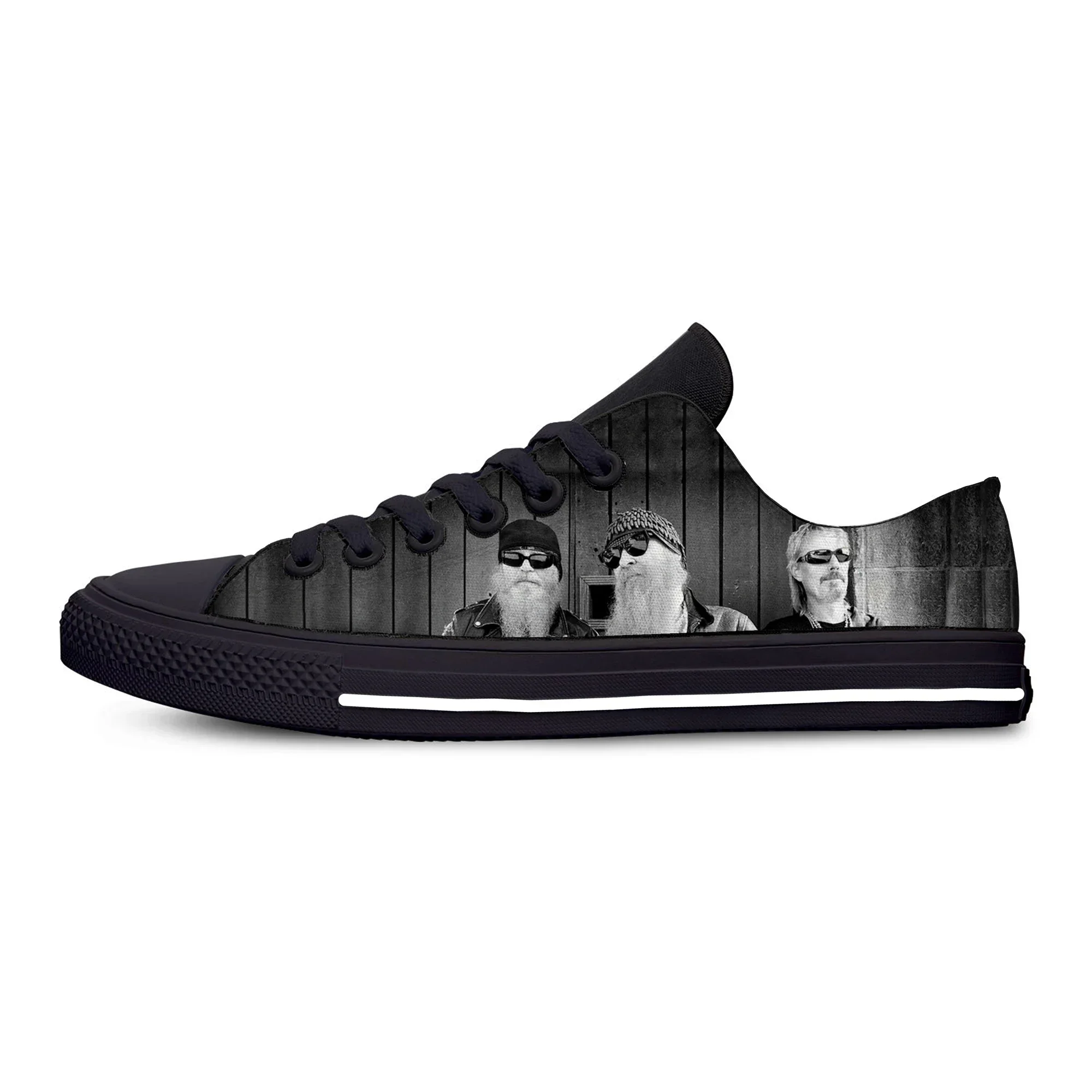 Top Rock Band ZZ Music Cool Fashion lucu populer kasual sepatu kain atasan rendah ringan bernapas 3D cetak Pria Wanita Sneakers