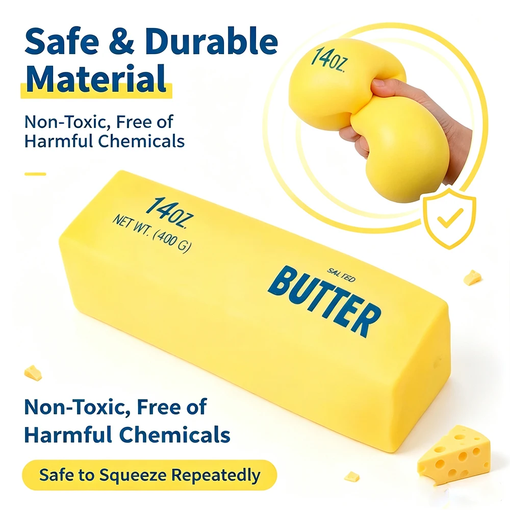1/2/3PCSFunny Butter Stick Fidget Squish Toy, Repeated Stretch Squeeze Sensory Toy, Anxiety Relief Hand Toy for Office Classroom