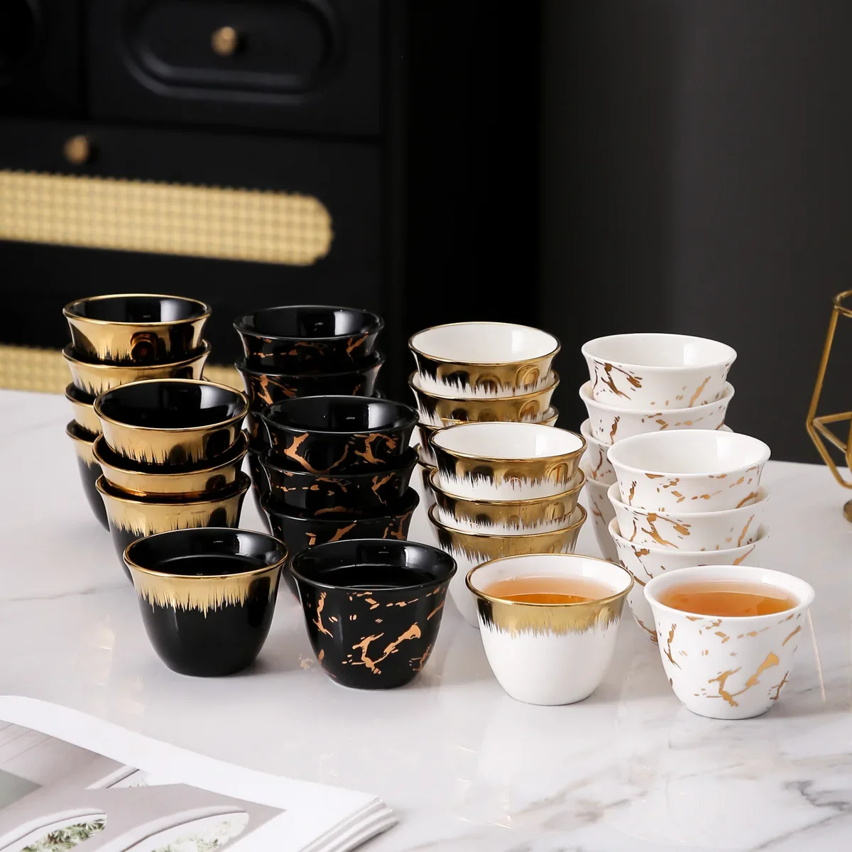 6Pcs Mini Ceramic Espresso Cups, Creative Simple Demitasse Mugs for Latte Art, Small Coffee Cups for Office Home 2