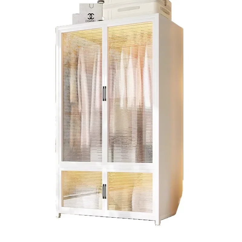 Assembled Steel Full-Steel Frame Minimalist Modern Double Door Wardrobe Bedroom Furniture Home Rental Small Apartments